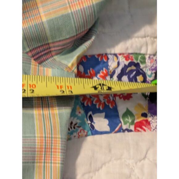 Lands' End Mint Plaid No Iron Tailored Fit Button Front Mens' Size 16-33 Shirt - Picture 7 of 9